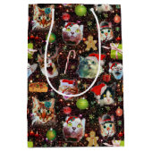 クリスマスキャッツイン宇宙銀河系スターズおもしろいホリデー ミディアムペーパーバッグ (正面)