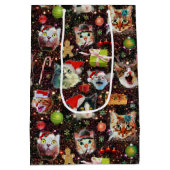 クリスマスキャッツイン宇宙銀河系スターズおもしろいホリデー ミディアムペーパーバッグ (裏面)