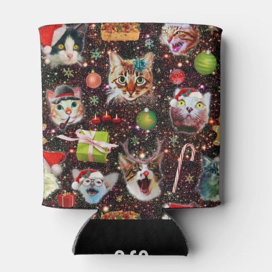 クリスマスキャッツイン宇宙銀河系スターズおもしろいホリデー 缶クーラー (裏面)