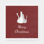 クリスマスキャッツスケッチ猫ちゃんレッド スタンダードランチョンナプキン (正面)