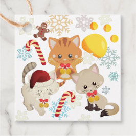 クリスマスキャッツスノーフレークパターンホリデーギフトラベル フェイバータグ
