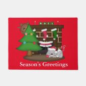 クリスマスキャッツホリデーおもしろいドアマット ドアマット (正面)