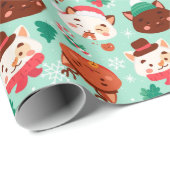 クリスマスキャッツラッピング紙 ラッピングペーパー (ロールコーナー)