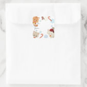 クリスマスキャッツ雪片パターンホリデーギフトラベル スクエアシール (バッグ)