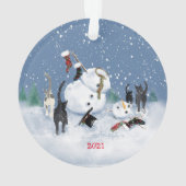 クリスマスキャッツ2面と雪だるま2面 オーナメント (裏面)