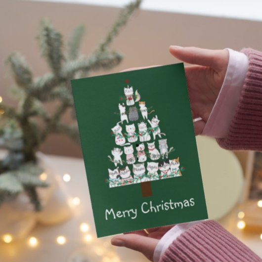 クリスマスキャットおもしろいツリー 招待状
