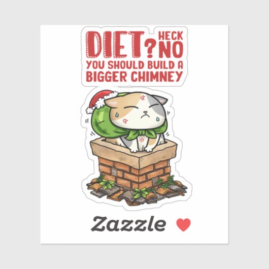 クリスマスキャットが煙突に突き刺さった シール (シート)