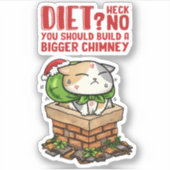 クリスマスキャットが煙突に突き刺さった シール (正面)