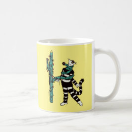 クリスマスキャットとサボテンの風変わりクリスマス コーヒーマグカップ