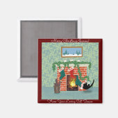 クリスマスキャットとストッキングおもしろいパーソナライズされた マグネット (正面/裏面)