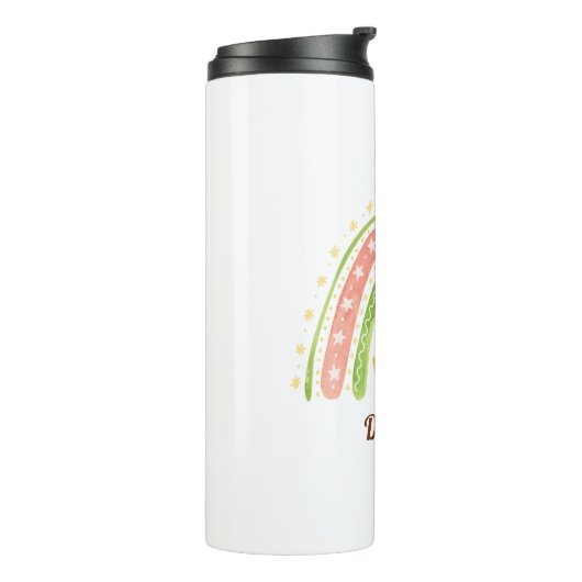 クリスマスキャットとレインボーパーソナライズされたタンブラー タンブラー (回転左)