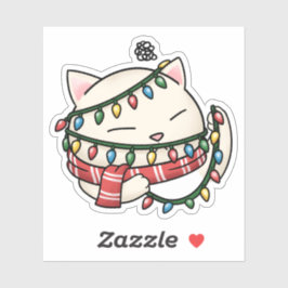 クリスマスキャットと絡まったクリスマスライト シール