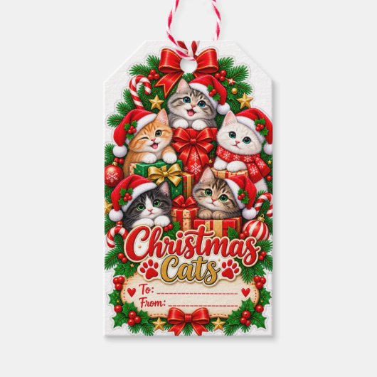 クリスマスキャットのギフトタグ ギフトタグ (正面)