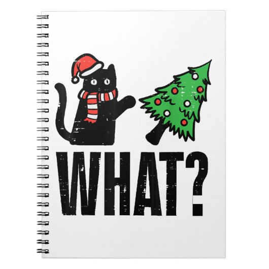 クリスマスキャットのクリスマスツリーおもしろい ノートブック (正面)