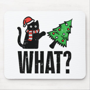 クリスマスキャットのクリスマスツリーおもしろい マウスパッド