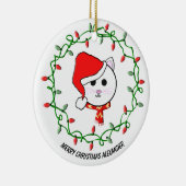 クリスマスキャットのパーソナライズ セラミックオーナメント (右)