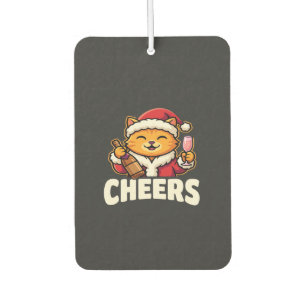 クリスマスキャットのホリデードリンク応援 カーエアーフレッシュナー