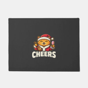 クリスマスキャットのホリデードリンク応援 ドアマット