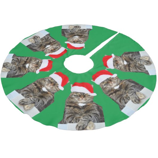 クリスマスキャットの写真ツリースカート ブラッシュドポリエステルツリースカート (アングル)