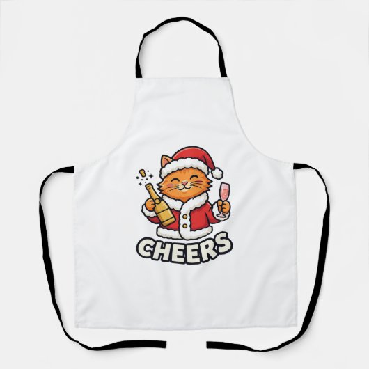 クリスマスキャットの応援ベクター デザイン エプロン (正面)