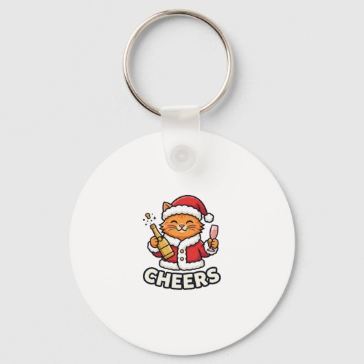 クリスマスキャットの応援ベクター デザイン キーホルダー (正面)