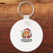 クリスマスキャットの応援ベクター デザイン キーホルダー (正面)