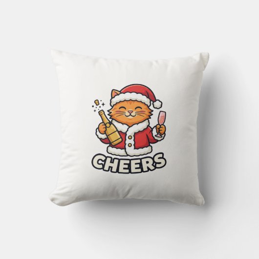 クリスマスキャットの応援ベクター デザイン クッション (正面)