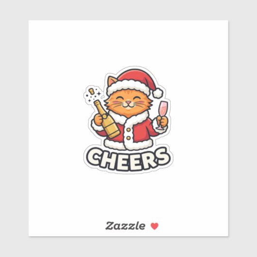 クリスマスキャットの応援ベクター デザイン シール (シート)