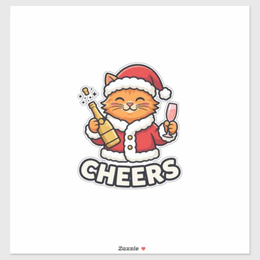 クリスマスキャットの応援ベクター デザイン シール (シート)