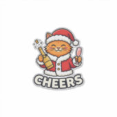 クリスマスキャットの応援ベクター デザイン シール (正面)