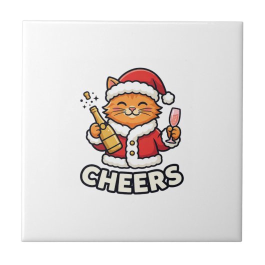 クリスマスキャットの応援ベクター デザイン タイル (正面)