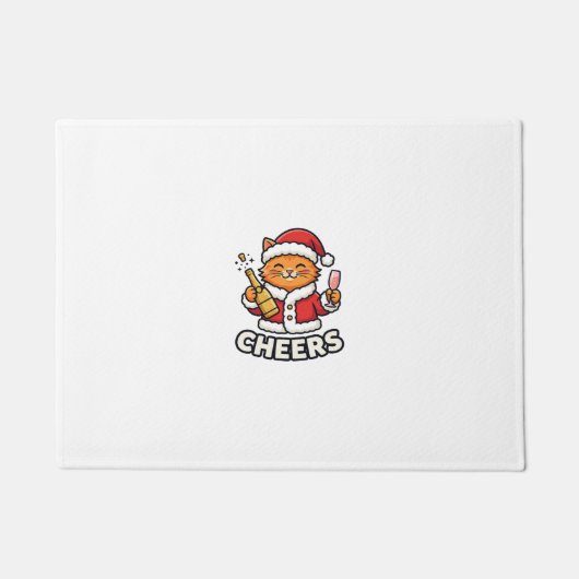 クリスマスキャットの応援ベクター デザイン ドアマット (正面)