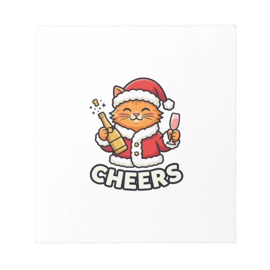 クリスマスキャットの応援ベクター デザイン ノートパッド (正面)