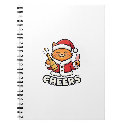 クリスマスキャットの応援ベクター デザイン ノートブック (正面)