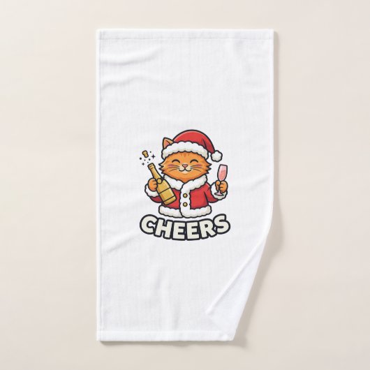 クリスマスキャットの応援ベクター デザイン ハンドタオル (ハンドタオル)