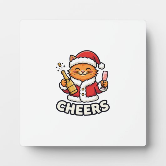 クリスマスキャットの応援ベクター デザイン フォトプラーク (正面)