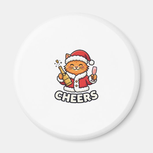 クリスマスキャットの応援ベクター デザイン マグネット (正面)