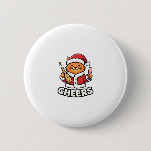 クリスマスキャットの応援ベクター デザイン 缶バッジ (正面)