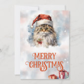 クリスマスキャットの水彩 シーズンカード (正面)