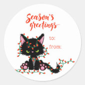 クリスマスキャットを休日プレゼントに ラウンドシール (正面)