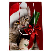 クリスマスキャットウィズワインボトル ミディアムペーパーバッグ (裏面)