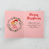 クリスマスキャットウォーターリース葉赤果実 カード (内部)