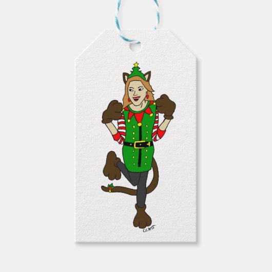 クリスマスキャットガール ギフトタグ (正面)