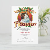 クリスマスキャットギフトスワップクリスマスホリデーシーズンパーティー 招待状 (スタンド正面)