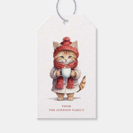 クリスマスキャットギフトラベル ギフトタグ (正面)