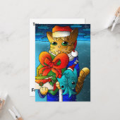 クリスマスキャットゲスト カード (正面/裏面インサイチュ)