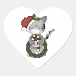 クリスマスキャットサンタクロース ハートシール