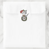 クリスマスキャットサンタクロース ラウンドシール (バッグ)