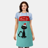 クリスマスキャットサンタハットホホホホリデーエプロン エプロン (着用した状態)