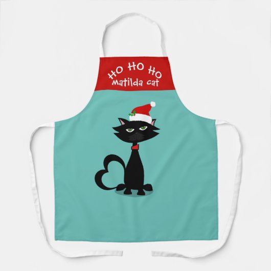 クリスマスキャットサンタハットホホホホリデーエプロン エプロン (正面)